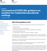 Coronavirus (COVID-19): guidance on isolation for residential educational settings